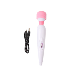 Rechargeable Vibes: 1B - BASIC LUV THEORY - CURVE MASSAGER - RECHARGEABLE - PINK/WHITE