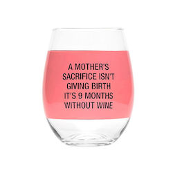 WINE GLASSES: S - HAND PAINTED WINE GLASS - MOTHER'S SACRIFICE .  187457*