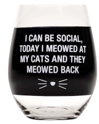 WINE GLASSES: S - HAND PAINTED WINE GLASS - MEOWED BACK.... - 125156**