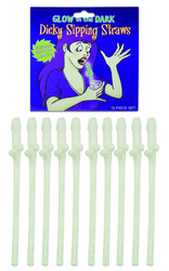 Straws: 2D - DICKY STRAWS (10Pk) - GLOW IN DARK - 99454G**