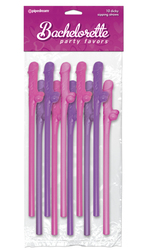Straws: 2D - DICKY SIPPER STRAWS (10Pk) - Pink/Purple** - PD6203
