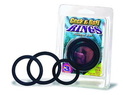 C & B: 1E - BLACK 3 PIECE COCK RING SET - 2R9019