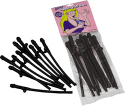 Straws: 2D - DICKY STRAWS (10Pk) - BLACK- 99454BK**