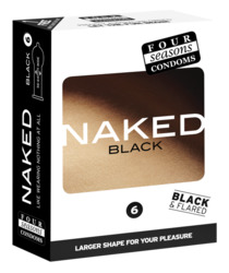 🛡 SAFE & SEXY — Condoms: 4A - FOUR SEASONS - NAKED BLACK 6S - FS-BK-6**