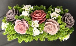 🕊️ Memorial Graveside Arrangements 🕊️: 🌸 Antique Rose - Footprint Arrangement - SJ-FP-05🌸