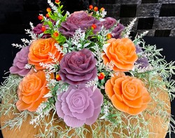 Our Hire Collection: 🌸 APRICOT & MAUVE BERRY GARDEN FLORAL BOWL🌸